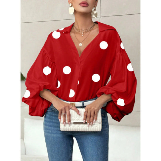 Damen Bluse mit voluminösen Ballonärmeln und elegantem Kragen R&B