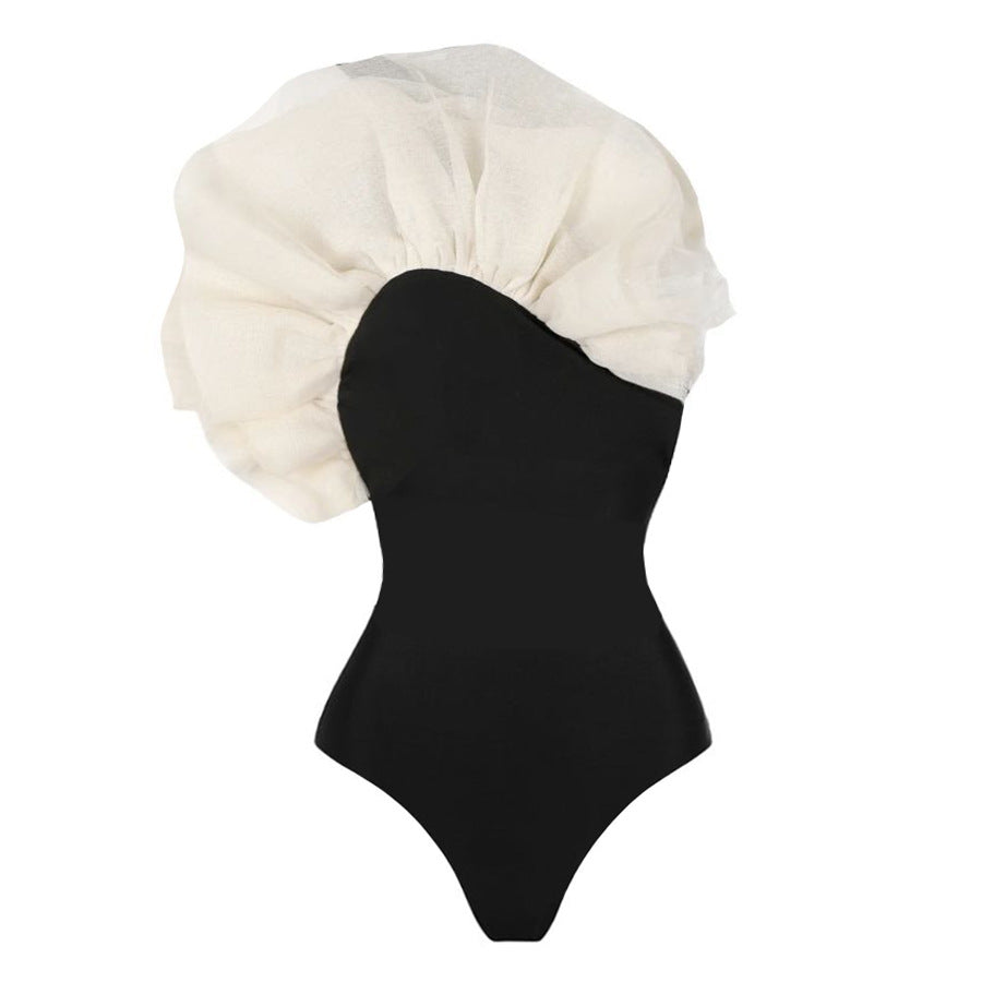 Damen Badeanzug mit voluminösem Rüscheneinsatz R&B