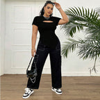 Damen schicke Bodys mit Auschnitt R&B