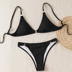 Damen Triangel-Bikini mit feinem Ripp-Design und verstellbaren Trägern R&B