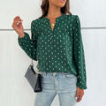 Damen Bluse mit feinem Druck und Knopfdetails R&B