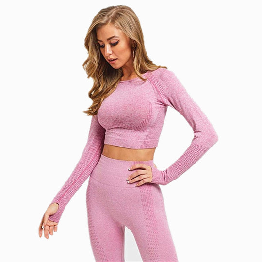 Damen Sport-Leggings mit verlängerter Passform und langem Arm-Top R&B