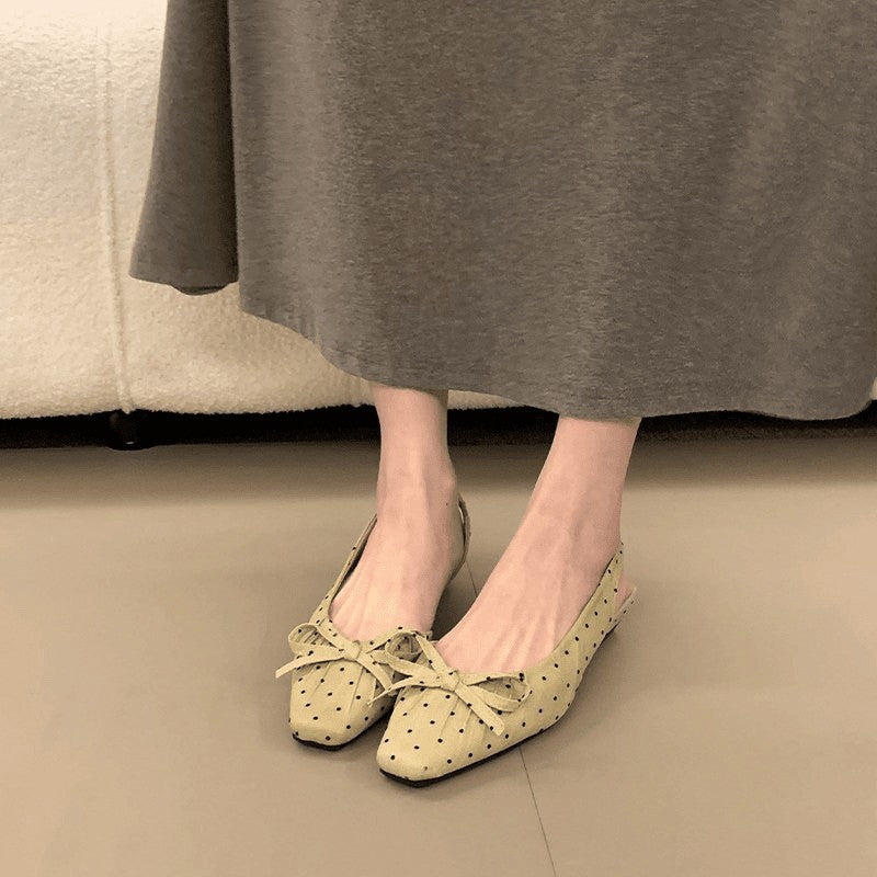 Damen Slingback-Ballerinas mit niedlichem Punktedesign und verstellbarem Riemen R&B
