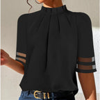 Damen elegante Bluse mit transparenten Ärmeln R&B