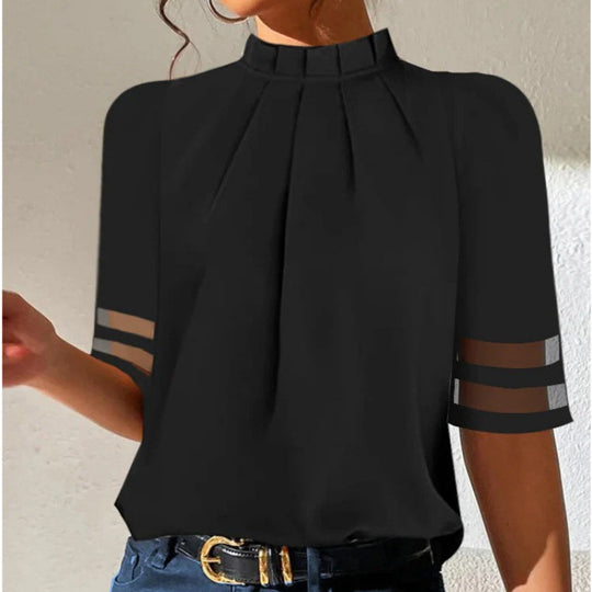 Damen elegante Bluse mit transparenten Ärmeln R&B