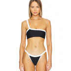 Damen Einseitiger Bikini mit modischem Kontrast und sportlichem Design R&B