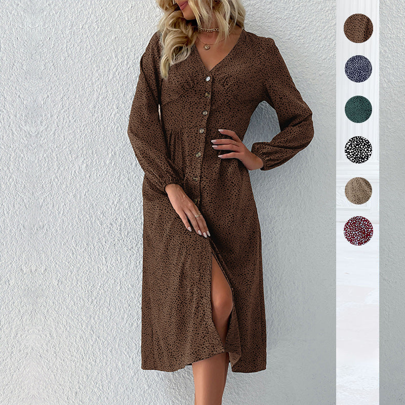 Damen Hemdkleid mit elegantem V-Ausschnitt und Knopfdetails R&B