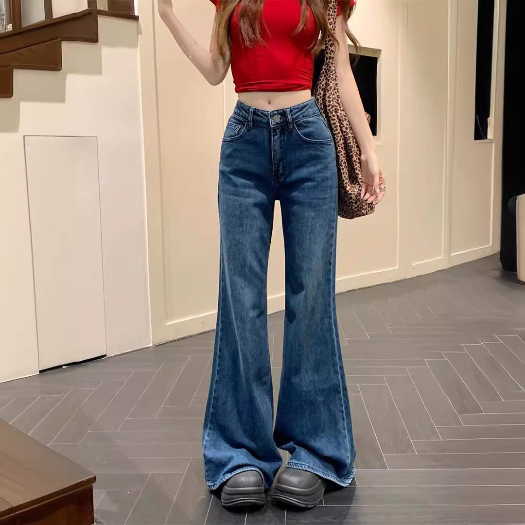 Damen Weit geschnittene High-Waist Jeans mit ausgefallenem Saum R&B