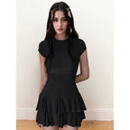 Damen Freizeitkleid mit fließendem Rock und raffinierten Rüschen R&B
