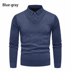 Herren V-Ausschnitt Pullover mit Hemdkragen