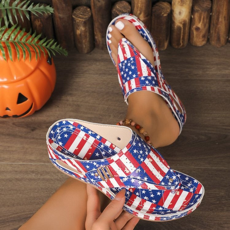Damen Zehentrenner-Sandalen mit trendy Sternen-Design und komfortablem Fußbett R&B