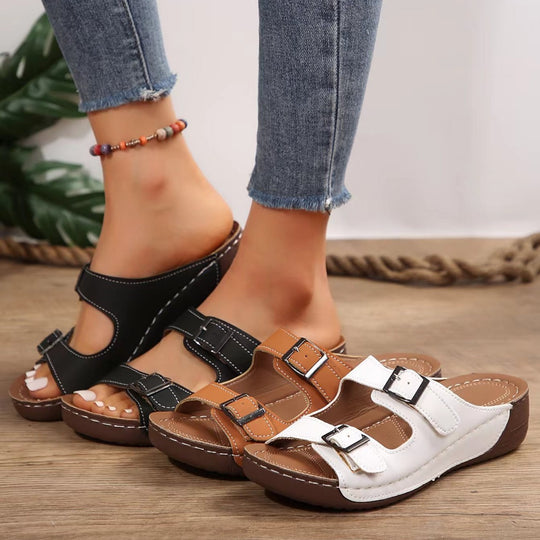 Damen Bequeme Clogs mit verstellbaren Doppelschnallen R&B