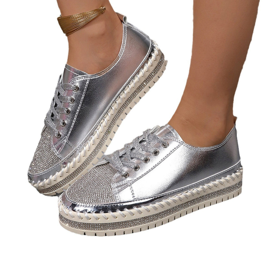 Damen Glamouröse Sneaker mit funkelndem Strass und trendiger Profilsohle R&B