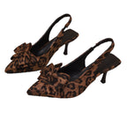 Damen Slingback Pumps mit elegantem Leopardenmuster und modischer Schleifen-Applikation