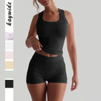 Damen Sportliches Tanktop und Shorts Set R&B