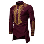 Herren elegantes Langarmhemd mit innovativem Ethno-Design R&B