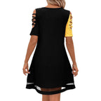 Damen modisches Freizeitkleid mit Cut-Out Ärmeln und asymmetrischem Design R&B
