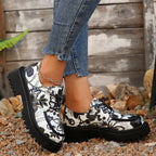 Damen Schnürschuhe mit floralem Muster und robustem Profil R&B