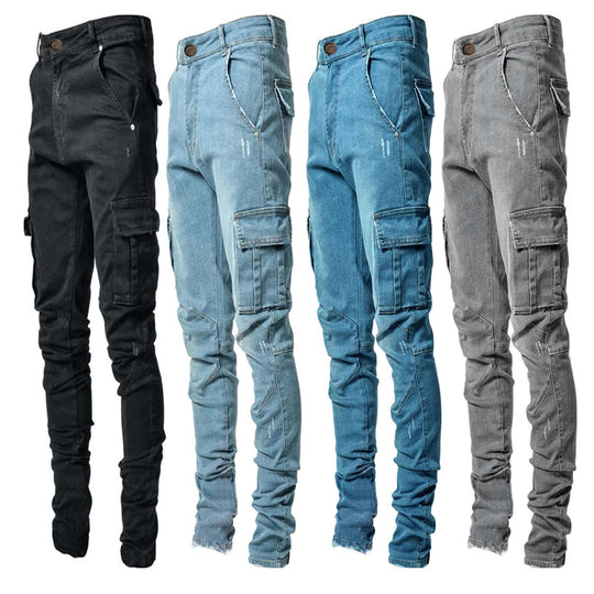 Herren Cargo-Jeans mit befestigten Taschen und lässigem Schnitt R&B