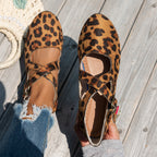 Damen Ballerinas mit Riemchen und Leopardenmuster R&B