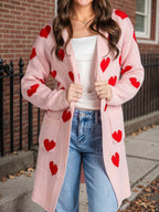 Damen Strickjacke mit Herzmuster und praktischen Taschen R&B