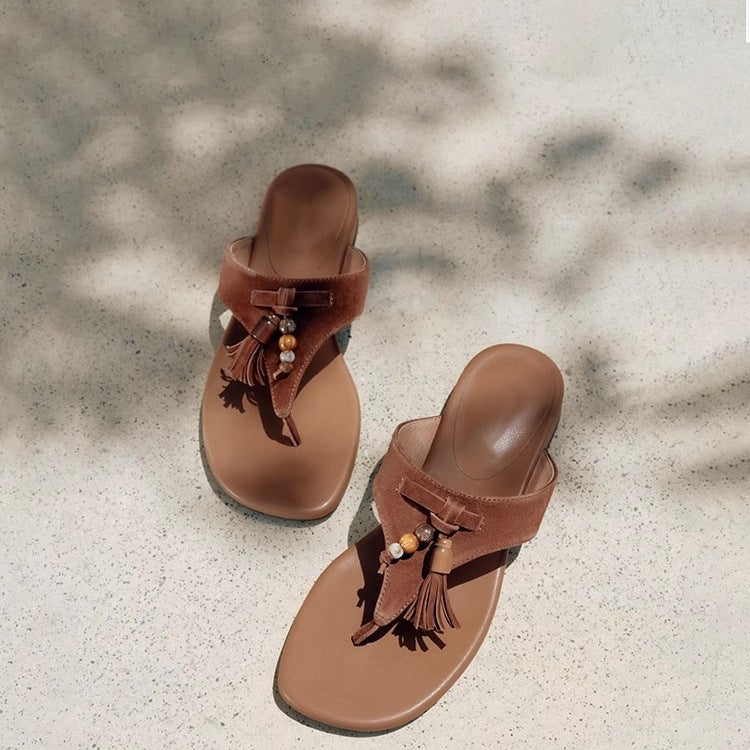 Damen Zehentrenner-Sandalen mit modischem Quastendetail und eleganter Riemenfront R&B