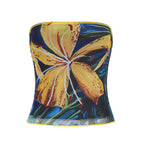 Damen Bandeau-Top mit buntem floralen Druck und elastischem Saum R&B