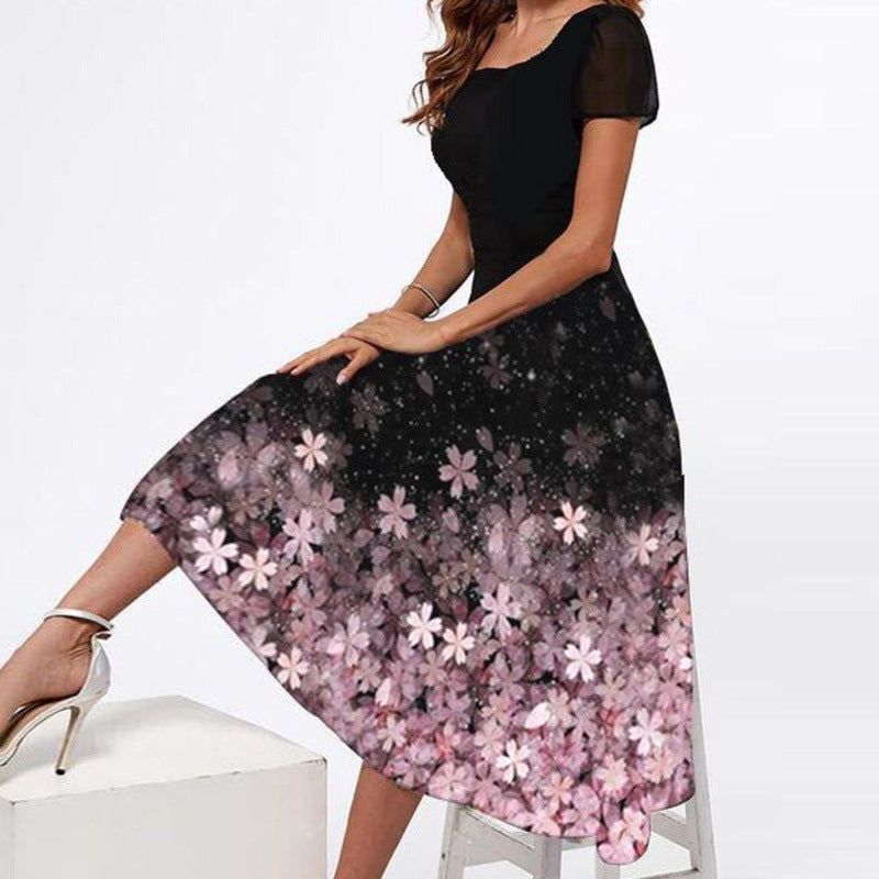 Damen Elegantes Midi-Kleid mit floralem Druck und schwingendem Saum R&B