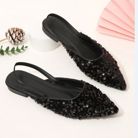 Damen Elegante Slingback-Sandaletten mit glitzernden Pailletten R&B