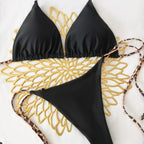 Damen Triangel-Bikini-Set mit verstellbaren Trägern und modischem Leoprint R&B