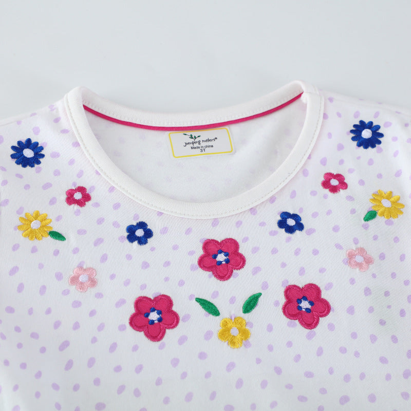 Mädchen Baumwollkleid mit buntem Dinosaurier- und Blumenmotiv R&B