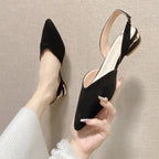 Damen Slingback-Pantoletten aus hochwertigem Wildleder mit feinem Absatz R&B