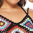 Damen gehäkeltes Crop-Top mit buntem Fransen-Design R&B