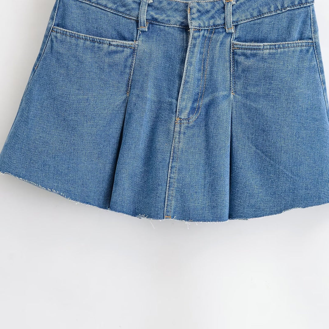 Damen Jeansrock mit lässigem A-Linien-Schnitt und dezenten Falten R&B