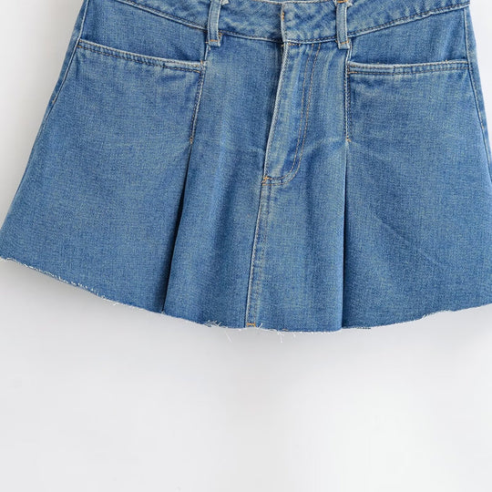 Damen Jeansrock mit lässigem A-Linien-Schnitt und dezenten Falten R&B