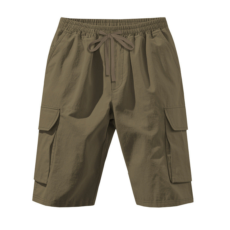 Herren nan knielange Utility-Shorts aus leichtem Baumwollmix mit elastischem Tunnelzugbund und aufgesetzten Klappentaschen R&B