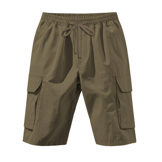 Herren nan knielange Utility-Shorts aus leichtem Baumwollmix mit elastischem Tunnelzugbund und aufgesetzten Klappentaschen R&B
