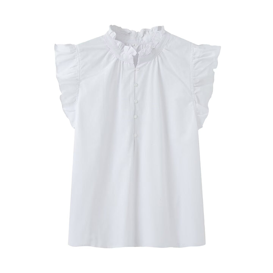 Damenbluse mit Rüschendetails und Knopfleiste R&B