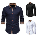 Herren Elegantes Langarmhemd mit Kontrastdetails R&B