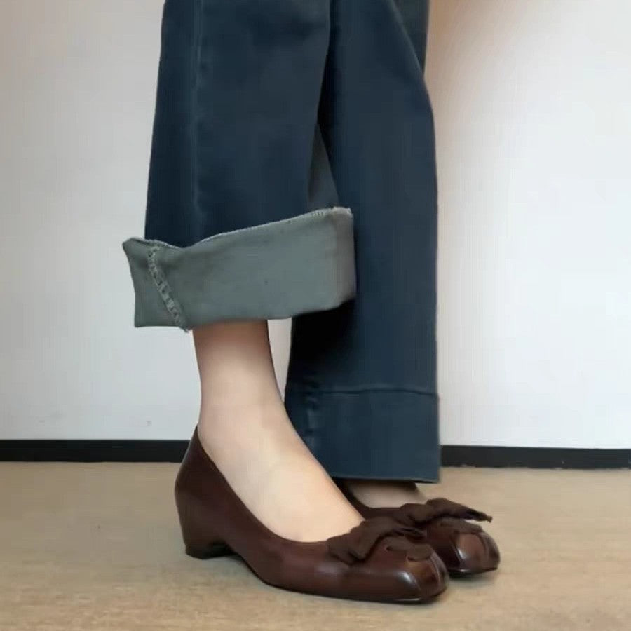 Damen Ballerinas mit dekorativer Schleifenapplikation und elegantem Absatz R&B