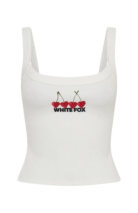 Damen Crop-Top mit Kirschstickerei und elastischem Baumwollmaterial R&B