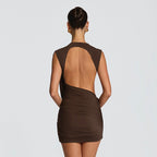 Damen Figurbetontes Drapé-Minikleid mit asymmetrischem Design und raffinierten Details R&B