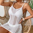 Damen Häkel-Strandkleid mit transparentem Design und eleganten Details R&B
