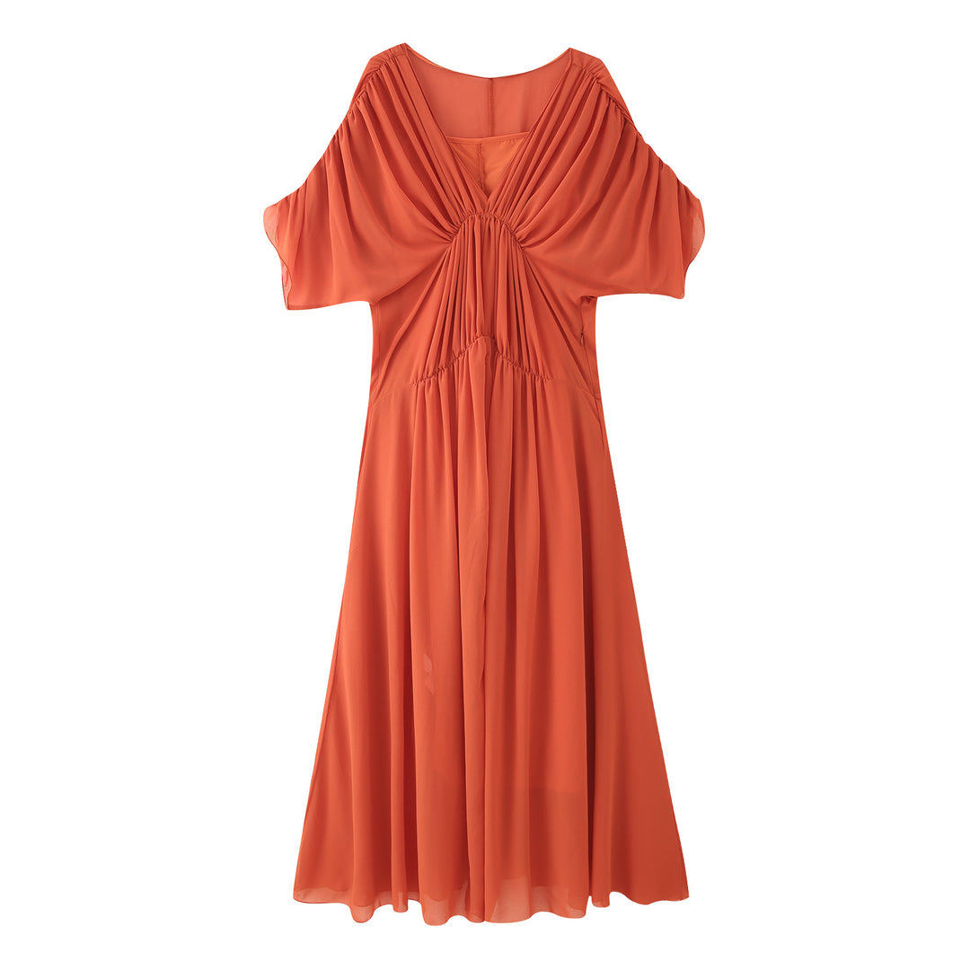 Damen Maxikleid mit fließender Silhouette und eleganter Raffung R&B