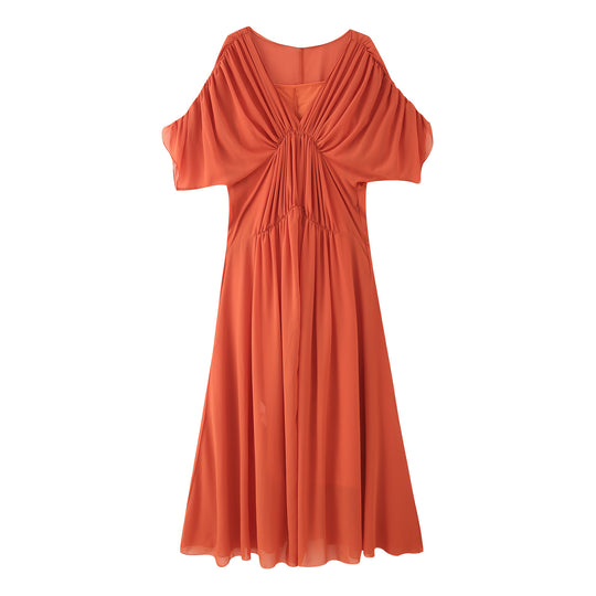 Damen Maxikleid mit fließender Silhouette und eleganter Raffung R&B