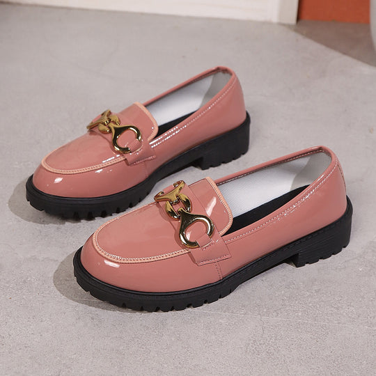 Damen Trendige und komfortable Loafers mit glänzender Oberflächenbeschaffenheit R&B