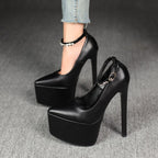 Damen Glamouröse Plateau-Pumps mit funkelndem Riemen und hohem Absatz R&B