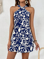 Damen Schlagendes Minikleid mit modernem Halterdesign und floralem Muster R&B