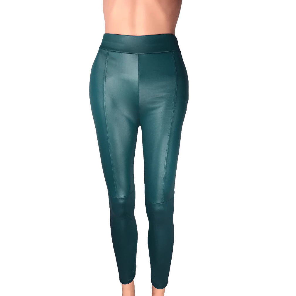 Damen Hochtaillierte Leggings aus hochwertigem Kunstleder mit nahtloser Verarbeitung R&B