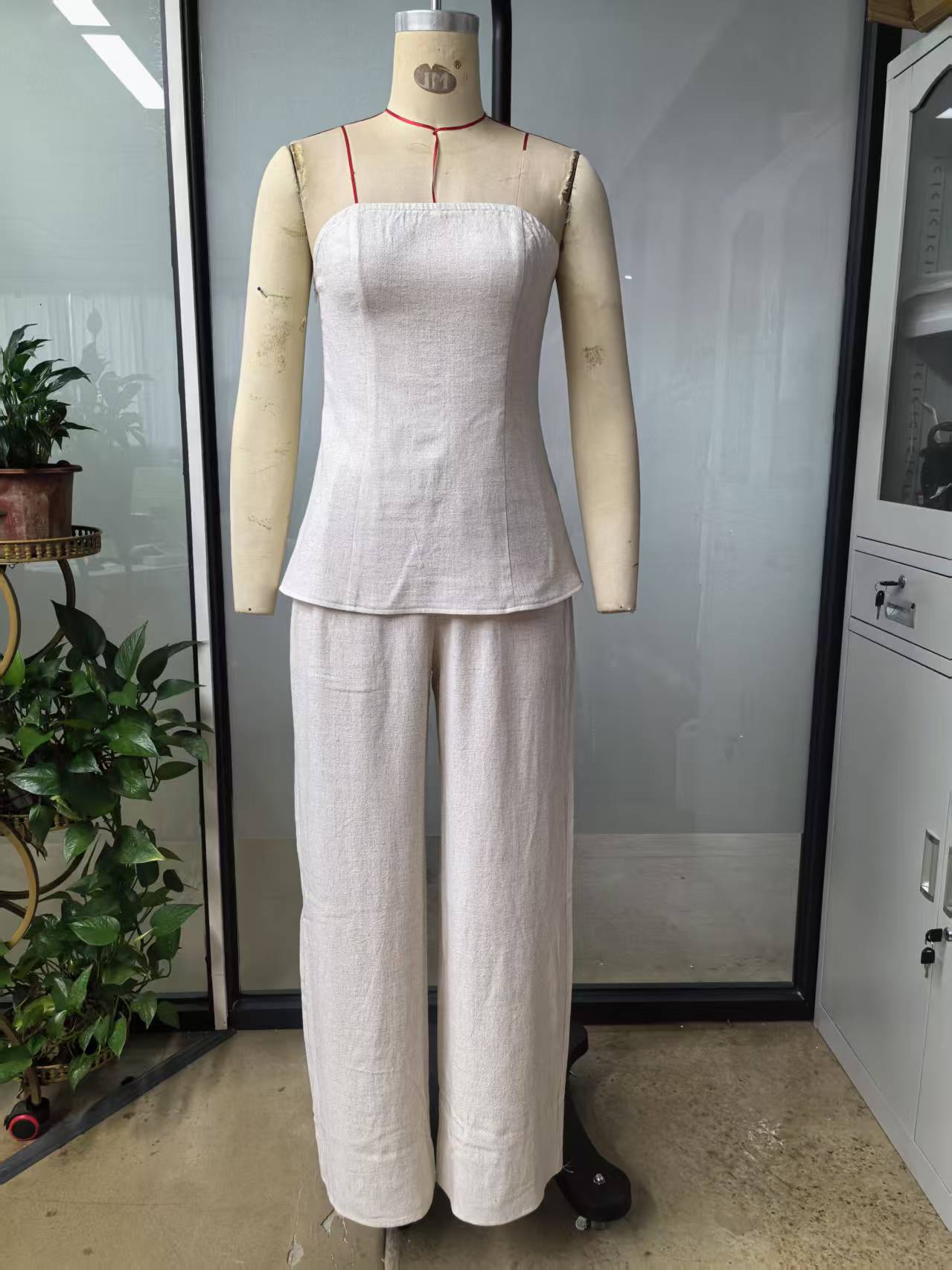 Damen Cropped Oberteil und weite Hose Set